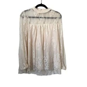Altar'd State Bella Donna Cream Colored Lace Long Sleeve Top Small
